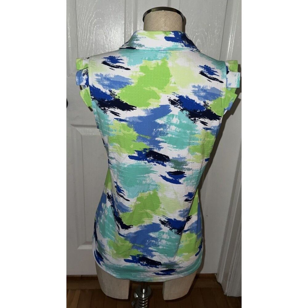 IBKUL Golf Women’s 1/4 Zip Green Blue Top Cool UPF Sleeveless Size S Small Multi - Picture 3 of 5